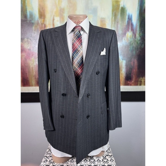 40R Mens Gieves & Hawkes Gray Pinstripe Suit - Pants 36/29 - Picture 8 of 16